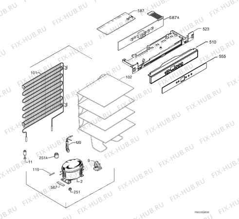 Взрыв-схема холодильника Aeg Electrolux AG98859-5I - Схема узла Cooling system 017