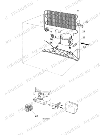 Взрыв-схема холодильника Zanussi ZFX5JA - Схема узла Cooling system 017