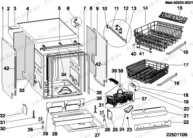 Взрыв-схема посудомоечной машины Ariston LF70XIT (F037347) - Схема узла