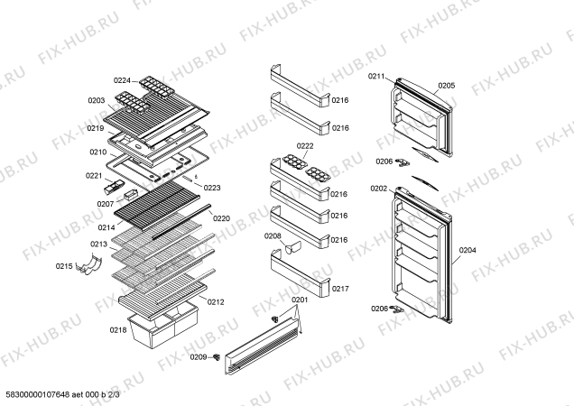 Взрыв-схема холодильника Bosch KSU347522H - Схема узла 02