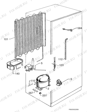 Взрыв-схема холодильника Electrolux ERO2923 - Схема узла Cooling system 017