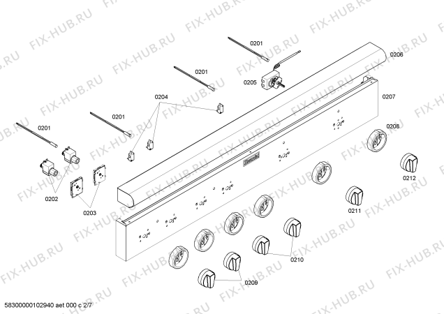 Схема №7 PSC486GDZS с изображением Кнопка для плиты (духовки) Bosch 00416767