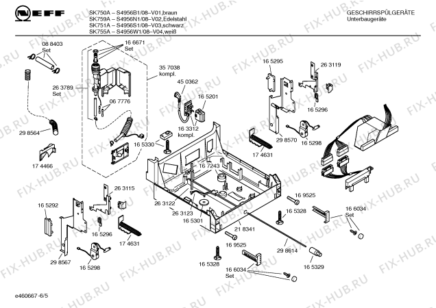 Схема №6 S4956S1 SK751A с изображением Вкладыш в панель для посудомоечной машины Bosch 00365251