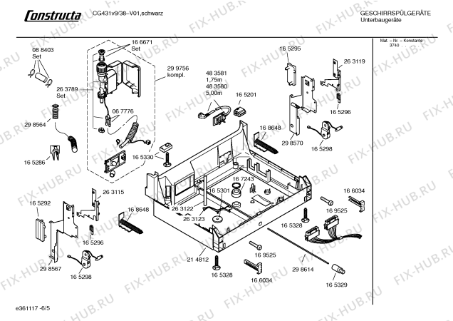 Взрыв-схема посудомоечной машины Constructa CG431V9 - Схема узла 05