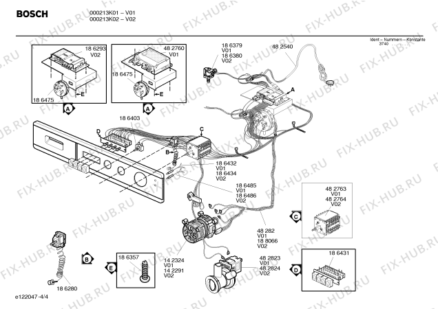 Схема №4 000213K01 с изображением Кабель для стиральной машины Bosch 00482829