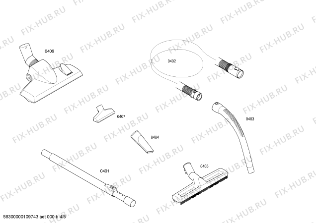 Взрыв-схема пылесоса Siemens VS57A82 SIEMENS speedy cycle-tech 2000 W - Схема узла 04