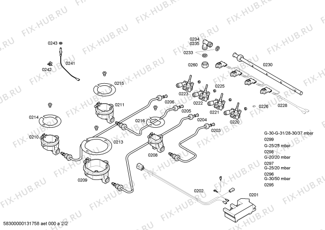 Схема №2 T2124W1EU с изображением Варочная панель для плиты (духовки) Bosch 00680799