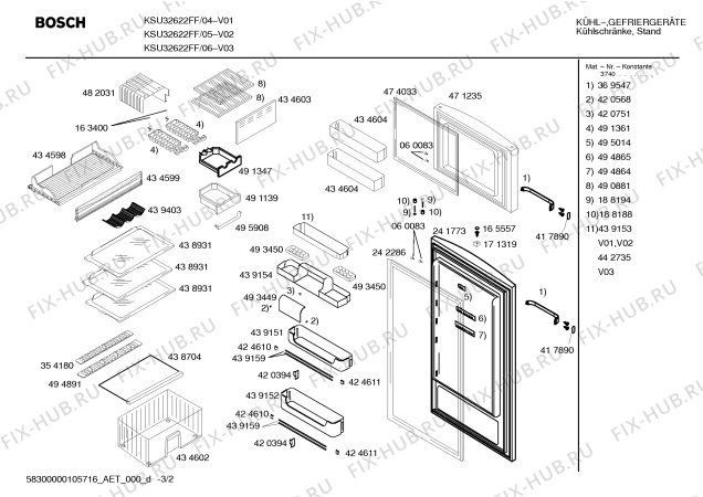 Схема №3 KSU32610 с изображением Панель управления для холодильника Bosch 00439608