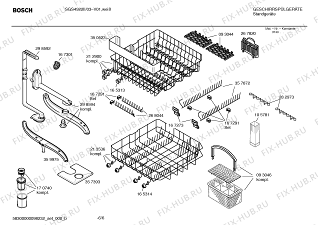 Взрыв-схема посудомоечной машины Bosch SGS4922II logixx - Схема узла 06