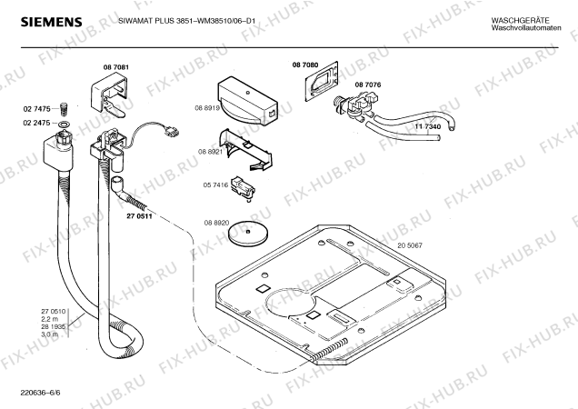 Взрыв-схема стиральной машины Siemens WM38510 SIWAMAT PLUS 3851 - Схема узла 06