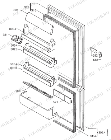 Взрыв-схема холодильника Zanussi ZIC722/9 - Схема узла Door 003