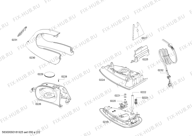 Взрыв-схема утюга (парогенератора) Bosch TDS3525GB - Схема узла 02