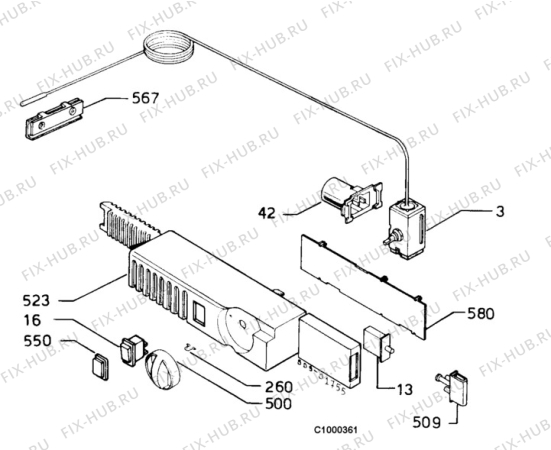 Взрыв-схема холодильника Electrolux ER1521T - Схема узла Thermostat