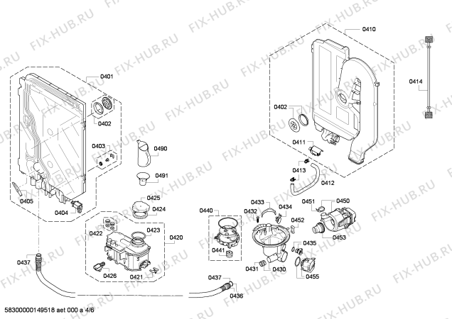 Взрыв-схема посудомоечной машины Siemens SN58M552EU - Схема узла 04