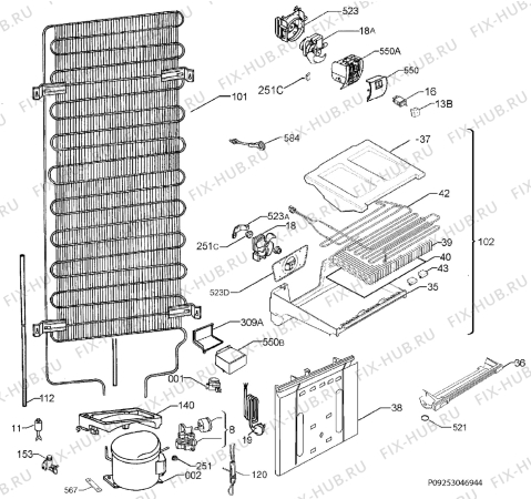 Взрыв-схема холодильника Rex Electrolux RNA34633X - Схема узла Cooling system 017