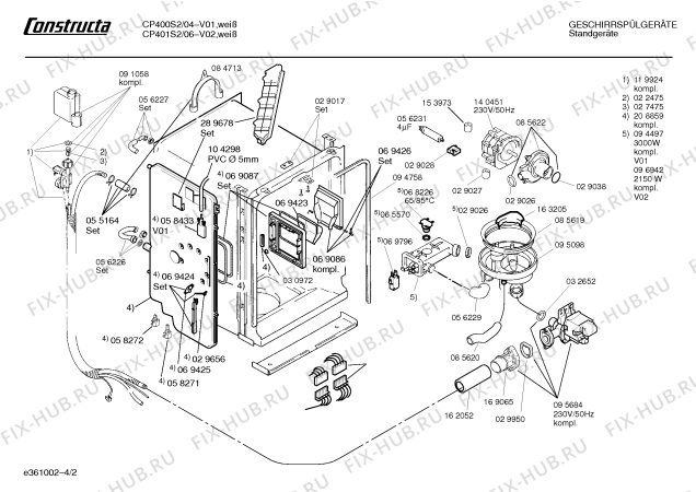 Взрыв-схема посудомоечной машины Constructa CP400S2 - Схема узла 02