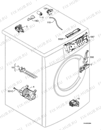 Взрыв-схема стиральной машины Rex Electrolux RWF107410W - Схема узла Electrical equipment 268