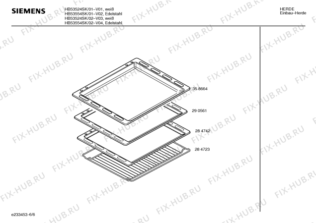 Схема №6 HB53524SK с изображением Инструкция по эксплуатации для плиты (духовки) Siemens 00527017