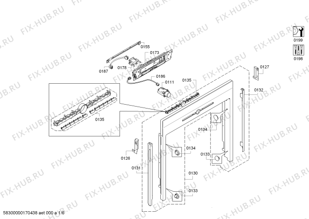 Схема №5 HB78GB570C с изображением Модуль управления, запрограммированный для духового шкафа Siemens 00708814