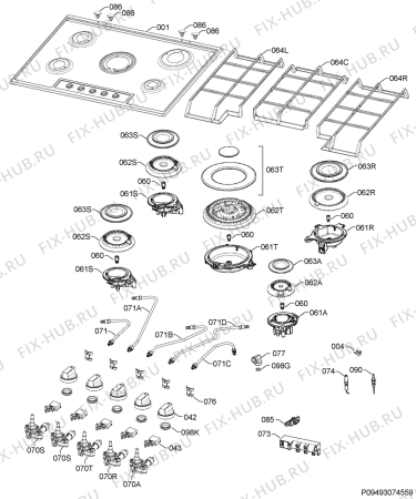 Схема №1 HG575545SY с изображением Рассекатель для плиты (духовки) Aeg 140999097029