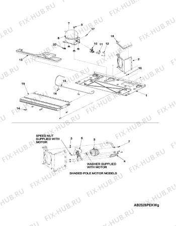 Схема №9 AB2526PEKW с изображением Шуруп для холодильной камеры Whirlpool 482000094435