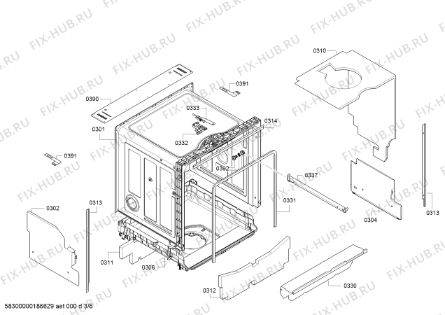 Схема №6 SX65L084EU с изображением Передняя панель для посудомойки Siemens 00754177