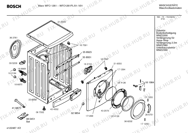 Взрыв-схема стиральной машины Bosch WFO1261PL Maxx WFO 1261 - Схема узла 02