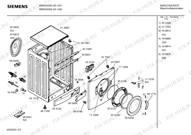 Схема №4 WM53250IL SIWAMAT XL 532 с изображением Инструкция по эксплуатации для стиралки Siemens 00584032