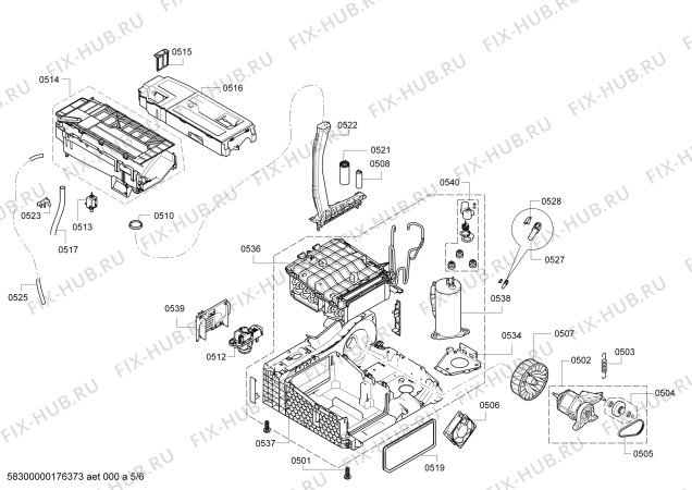 Взрыв-схема сушильной машины Siemens WT46W594CH iQ790 selfCleaning condenser - Схема узла 05