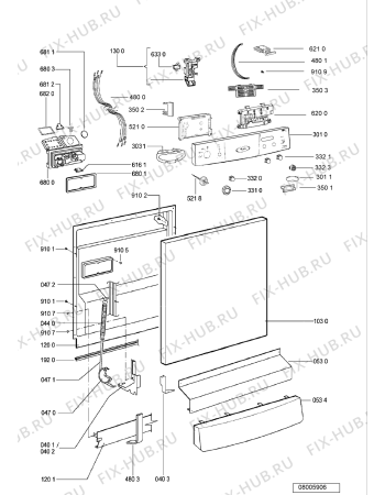 Схема №2 ADP 6600 WH с изображением Панель для электропосудомоечной машины Whirlpool 481245373708