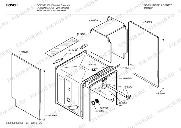 Схема №6 SGI53A55EU с изображением Краткая инструкция для посудомоечной машины Bosch 00588284