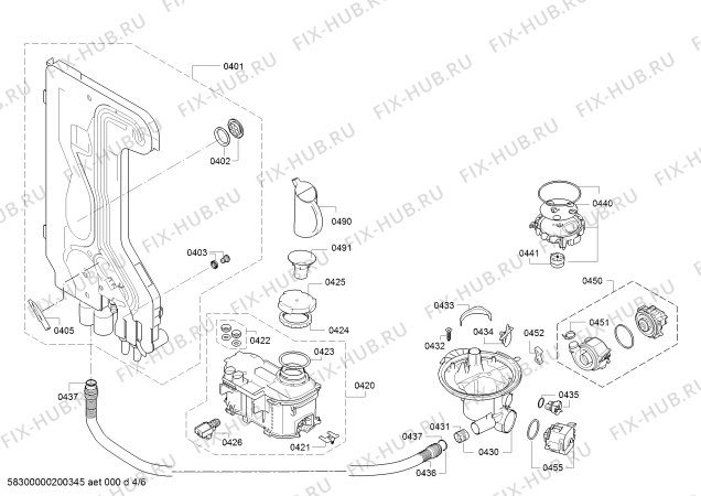 Взрыв-схема посудомоечной машины Bosch SMV46GX03E SilencePlus - Схема узла 04