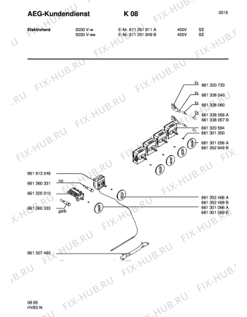 Взрыв-схема плиты (духовки) Aeg 5030V-W S 400V - Схема узла Section6