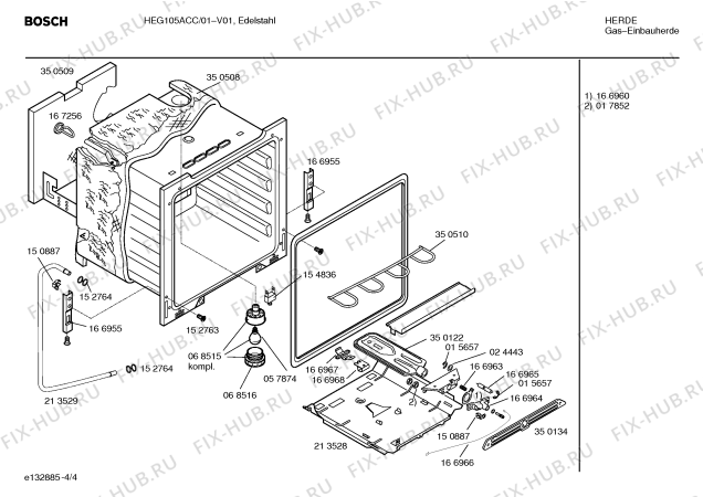 Схема №3 E2410N1RK с изображением Кронштейн для плиты (духовки) Bosch 00167417