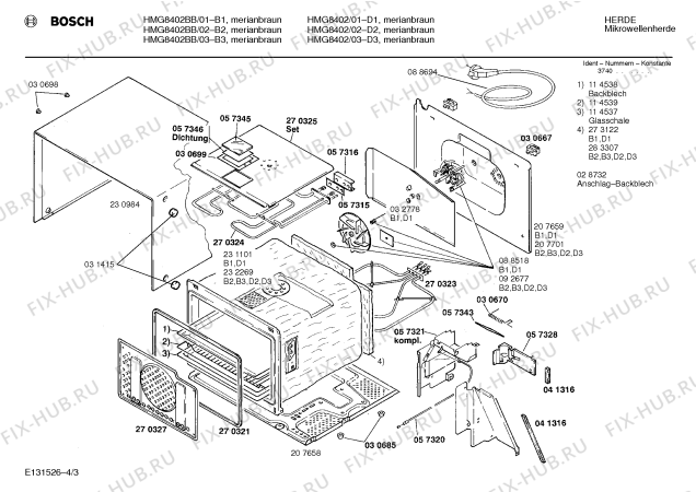Взрыв-схема микроволновой печи Bosch HMG8402 - Схема узла 03