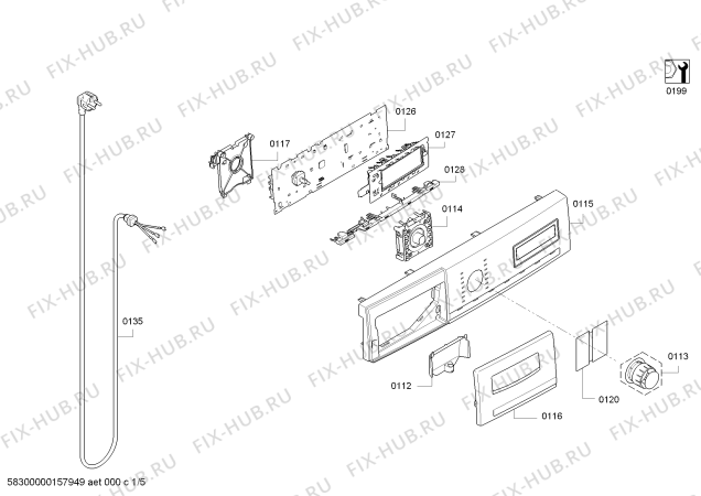 Схема №4 WM14Y540GR iQ 800 с изображением Люк для стиральной машины Siemens 00708457