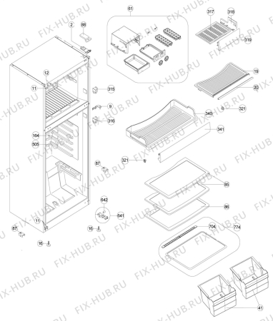 Взрыв-схема холодильника Zanussi ZRT44200SA - Схема узла Housing 001