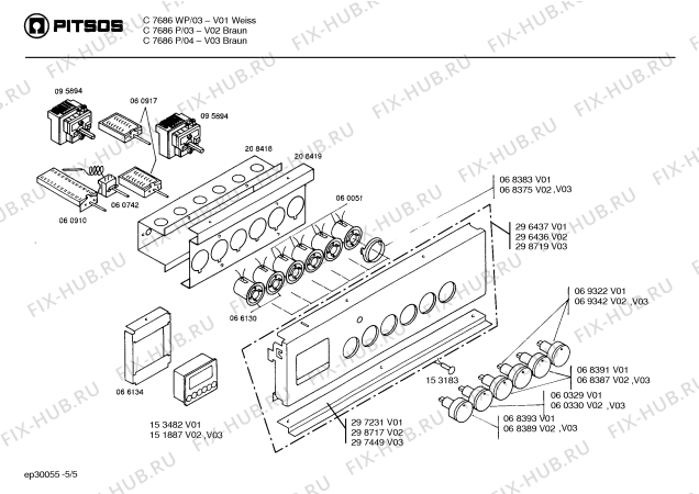 Схема №5 C7686WP с изображением Стеклокерамика для плиты (духовки) Bosch 00234332