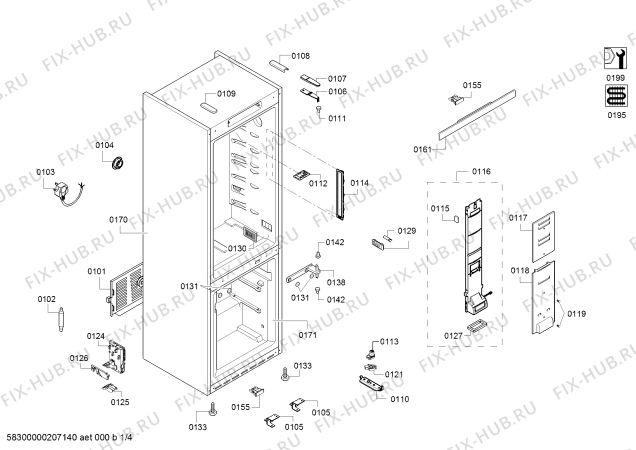 Схема №4 KG56NLB30N с изображением Дверь для холодильной камеры Siemens 00717895