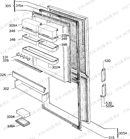 Взрыв-схема холодильника Zanussi FF622/8 - Схема узла Door 003