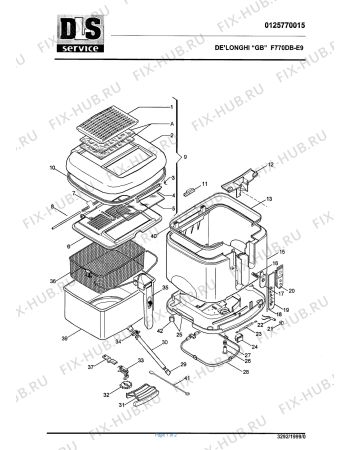 Схема №1 FRIGGITRICE RETTANGOLARE с изображением Покрытие для электрофритюрницы DELONGHI 7325117100