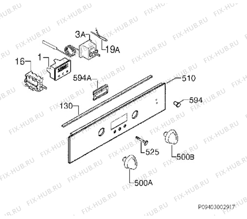 Взрыв-схема плиты (духовки) Electrolux EKD603501X - Схема узла Command panel 037