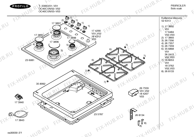 Схема №1 T-33063 с изображением Столешница для плиты (духовки) Bosch 00236081