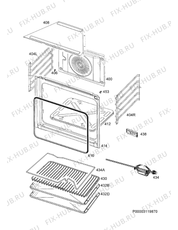 Взрыв-схема плиты (духовки) Aeg BGB211011M - Схема узла Oven