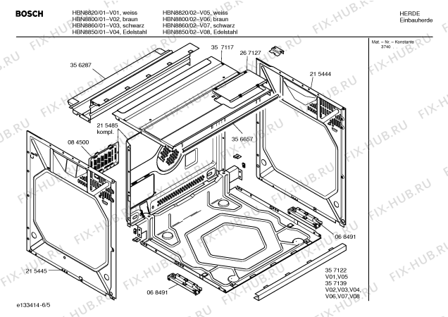 Схема №6 HBN8860 с изображением Панель управления для плиты (духовки) Bosch 00357894