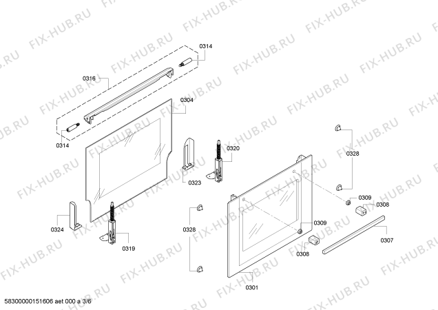 Схема №4 CF110250 с изображением Внешняя дверь для духового шкафа Bosch 00681713