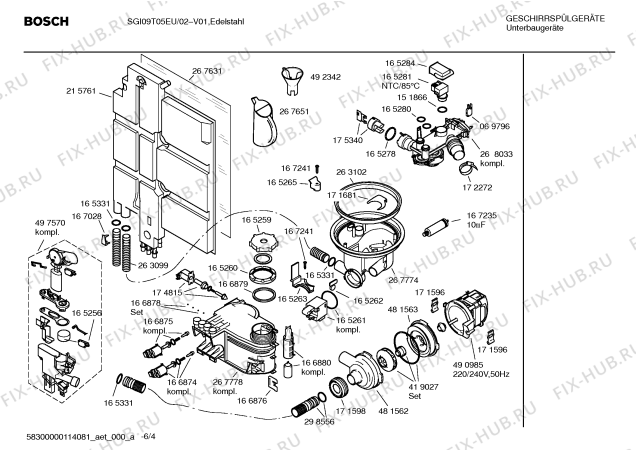 Схема №5 SGI09T05EU GV637 T-Steuerung с изображением Передняя панель для посудомойки Bosch 00439857