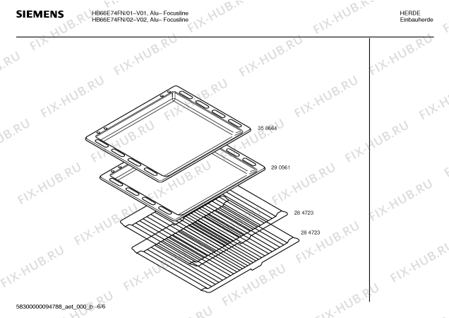 Схема №4 HB66E74FN с изображением Инструкция по эксплуатации для плиты (духовки) Siemens 00529754