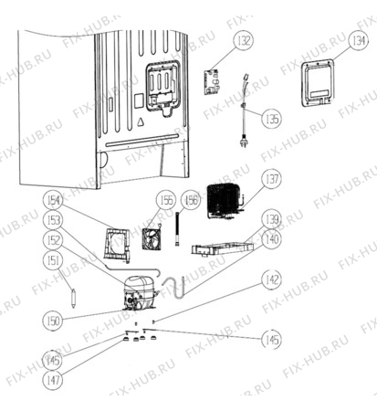 Взрыв-схема холодильника Husqvarna QRT3100X - Схема узла Cooling system 017