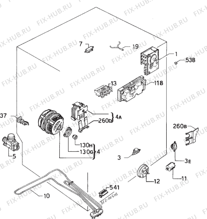 Взрыв-схема посудомоечной машины Zanussi DW66TCR/A - Схема узла Electrical equipment 268